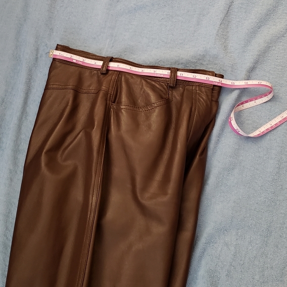 LEATHER Vakko genuine leather pants, coffee/chocolate color. Sz 10 - Picture 8 of 12